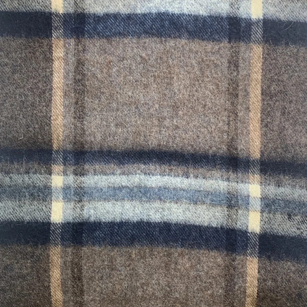 Plaid wool scarf tan, brown, navy